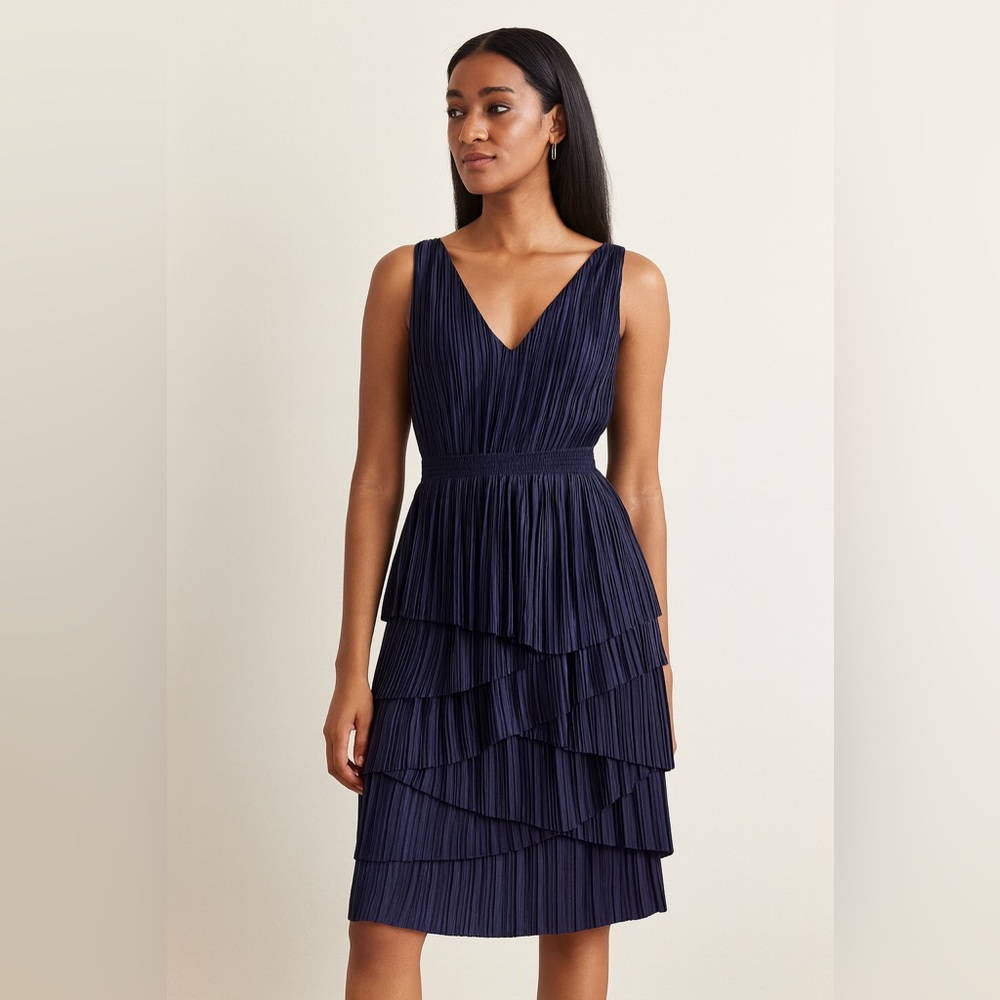 NWT Banana Republic Violet Blue Pleated Layered Dress Size Medium